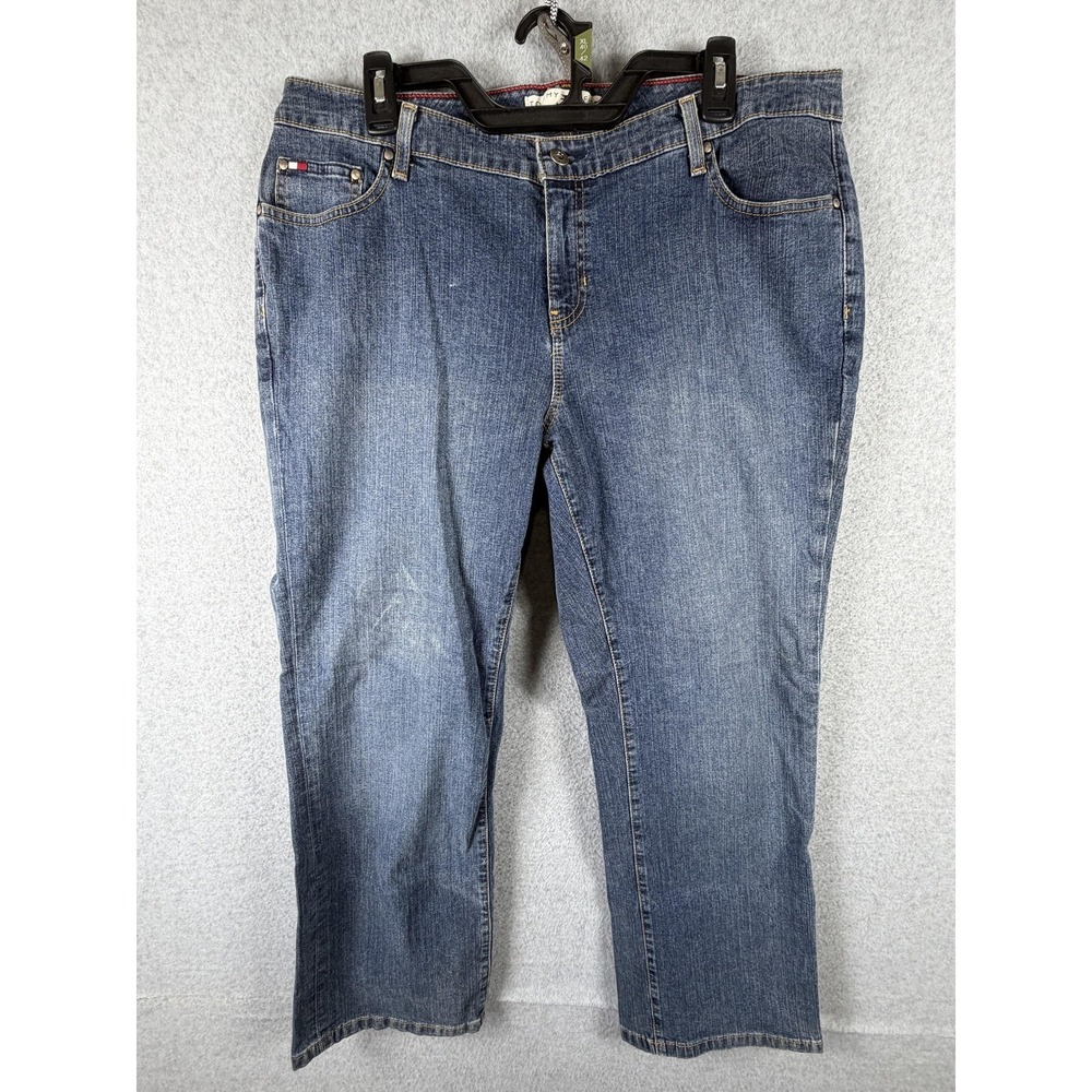 Tommy Hilfiger Jeans Womens 14 Blue‎ Relaxed Straight Stretch Embroidered Denim
